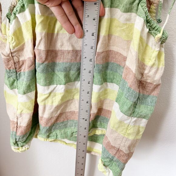 Aerie Side Cut Out Mini Linen Sundress Green Yellow Pink sz S - Picture 13 of 13